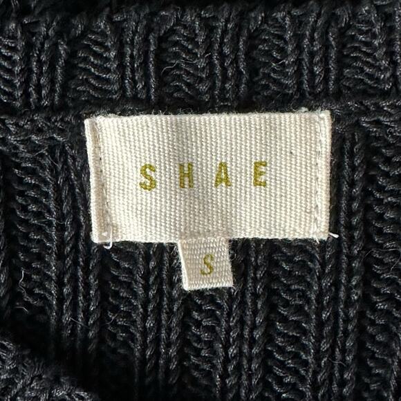 Shae Sweater Womens Small Black Open Knit Top 100% Linen V-Neck Beachy Grunge‎ - Picture 6 of 8